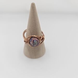 Elegant Copper Wire Wrapped Ring With Imperial Jasper Stone